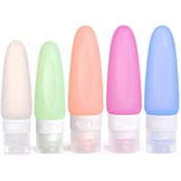 Beeway Botellas de Viaje- Contenedores de Viaje de Silicona con Bolsa – a Prueba de Fugas- sin BPA para Líquidos- Champú…